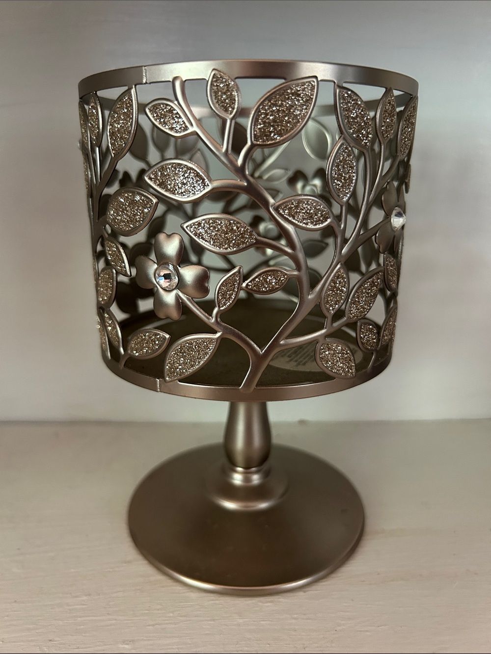 Decorative Bath & Body Works Floral Metal Candle Holder - Metallic Silver